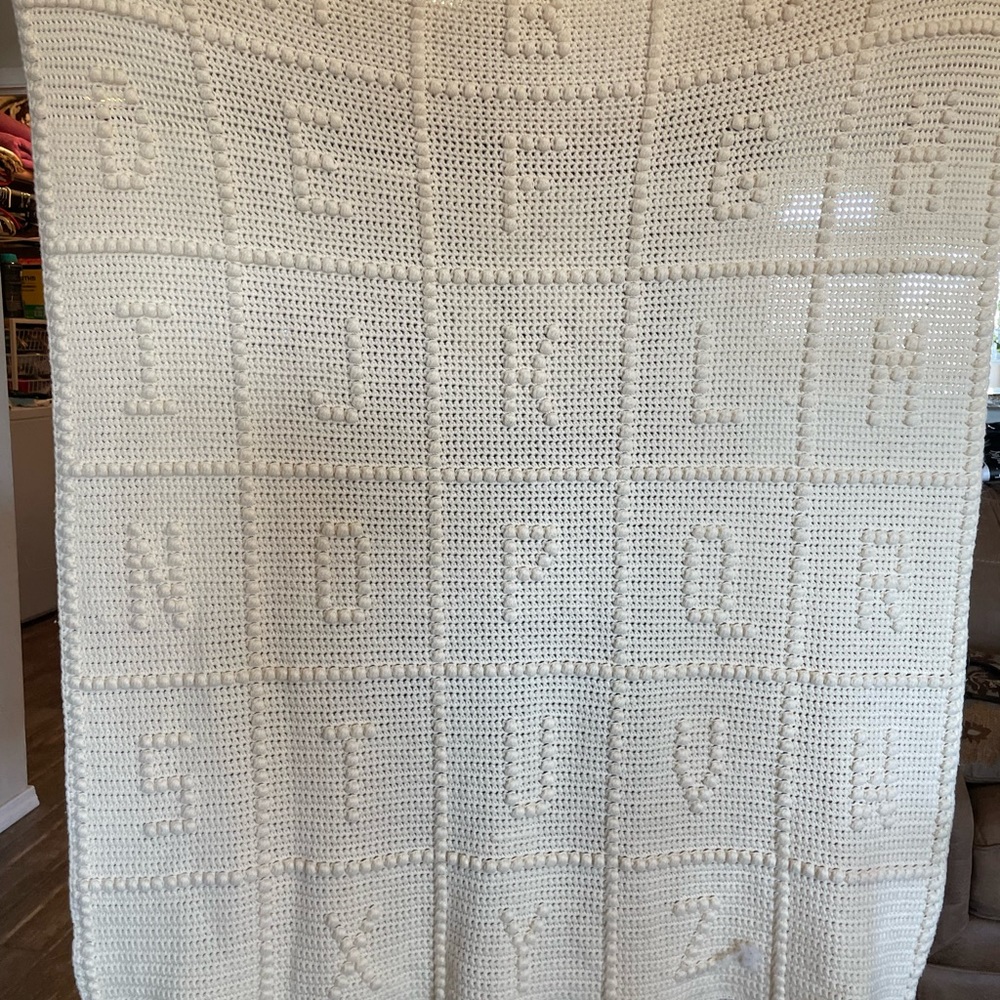 Hand crochet ABC baby blanket